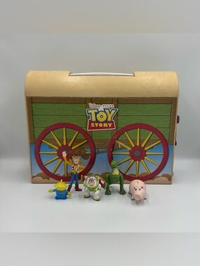 RARE Toy Story Pop Up Fold Out Wagon Toy Playset & Figures Woody Buzz Rex Ham